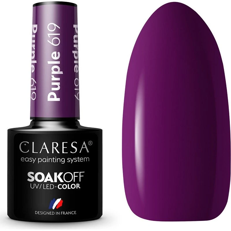 Claresa Soak Off UV/LED Purple 619 lakier hybrydowy 5g