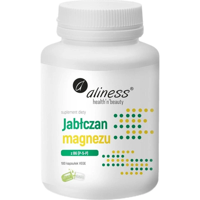 Aliness Jabłczan magnezu z B6 (P-5-P), 100 kapsułek