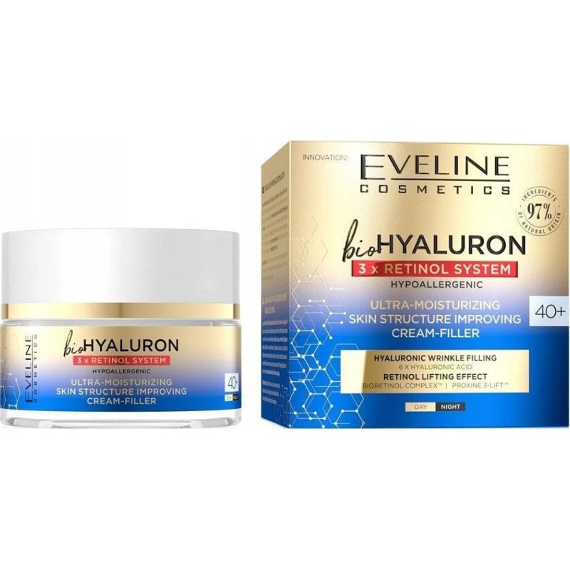 Eveline Cosmetics BioHyaluron 3 x Retinol Krem-Filler 40+ 50ml