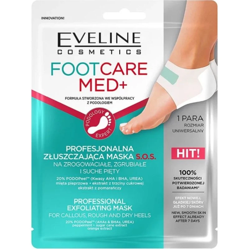 Eveline Cosmetics Foot Care Med+ Maska złuszczająca do pięt, 1 para