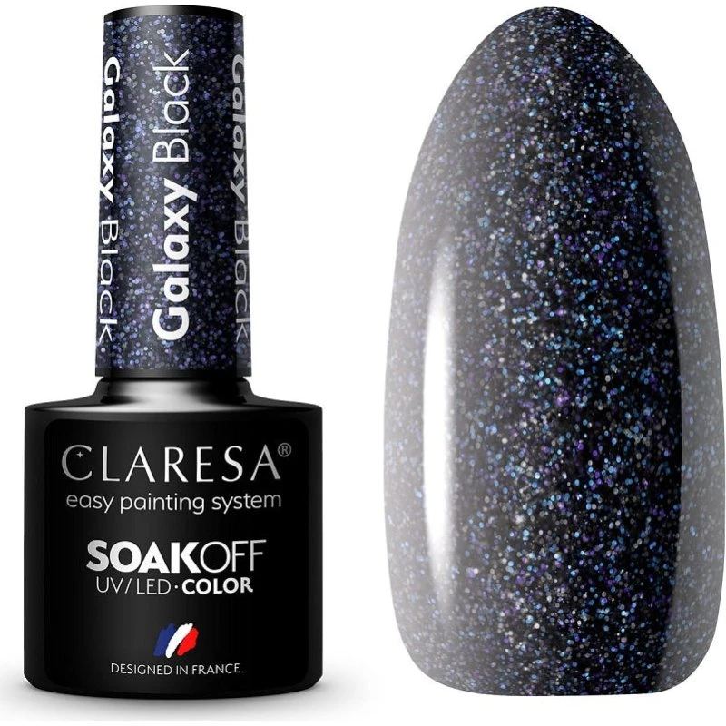 Claresa Soak Off UV/LED lakier hybrydowy Galaxy Black 5g