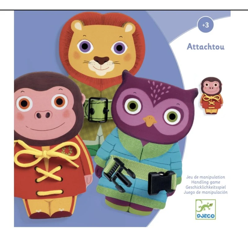 Djeco Zwierzaki Manualne ATTACHTOU Drewniane 3+