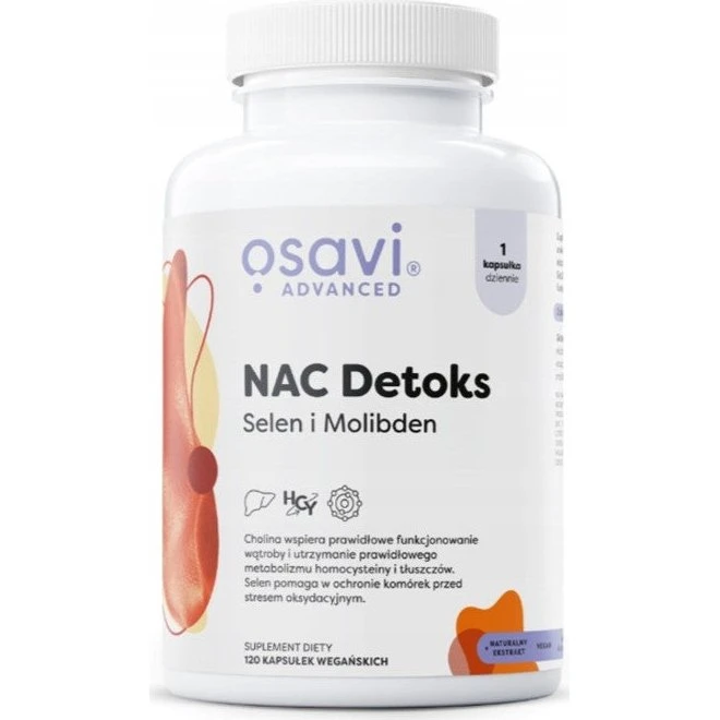 Osavi NAC Detoks Selen i Molibden, 120 kapsułek