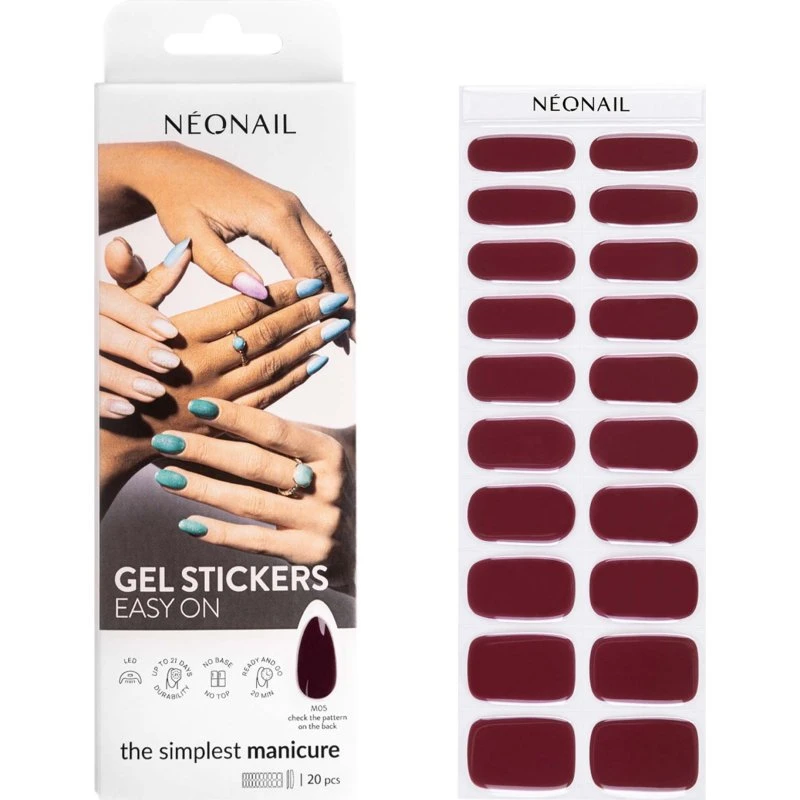 NEONAIL Gel Stickers Easy On M05 - Czerwone Naklejki Hybrydowe