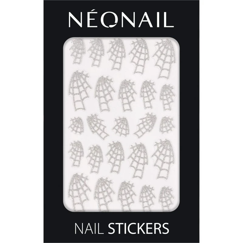 NEONAIL Nail Art Stickers 04 Spider Webs - Srebrne Brokatowe