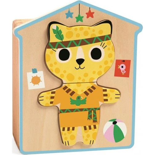 Djeco Drewniane Puzzle Przebieranki 18 elementów