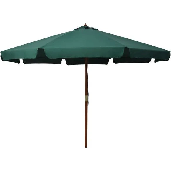 vidaXL Parasol ogrodowy 330 cm zielony na drewnianym słupku