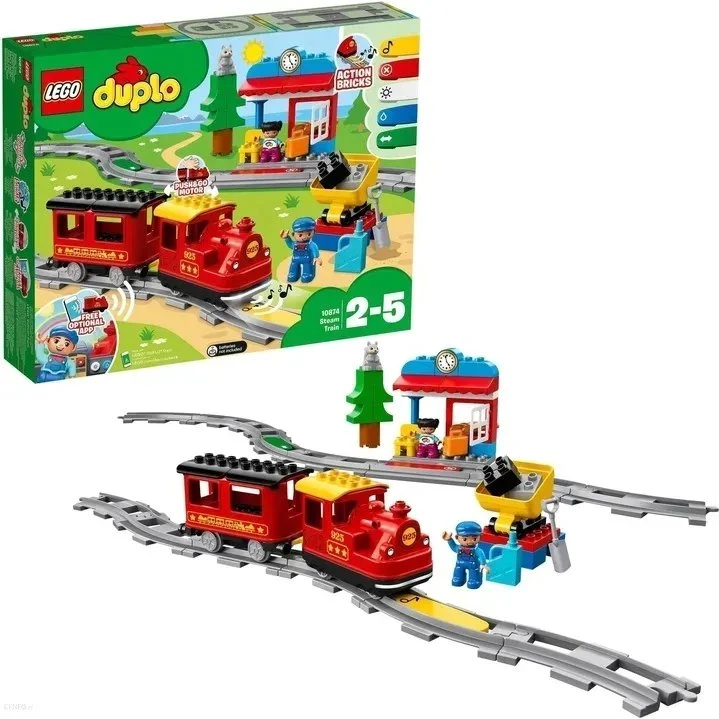 LEGO DUPLO Pociąg parowy 10874 z torami i peronem
