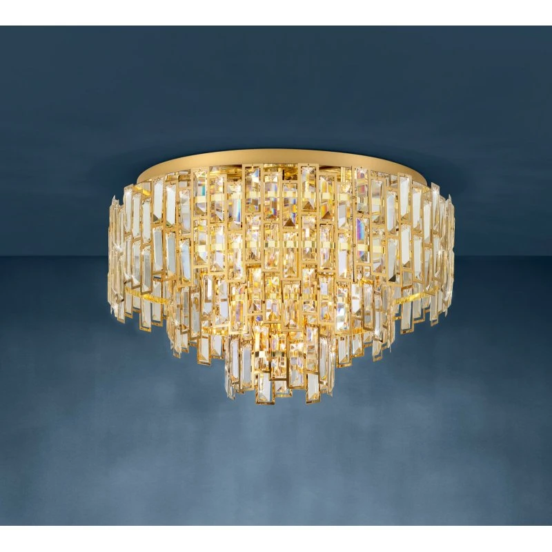 Lampa sufitowa Stars of Light Calmeilles, mosiądz, szkło, Ø 63 cm