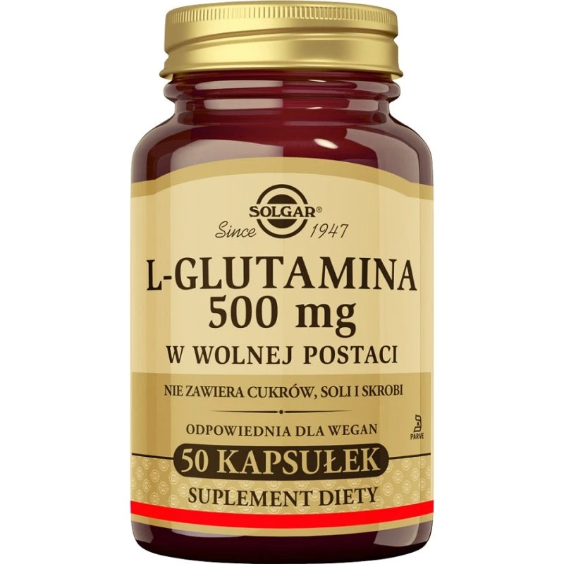 Solgar L-glutamina 500 mg, 50 kapsułek