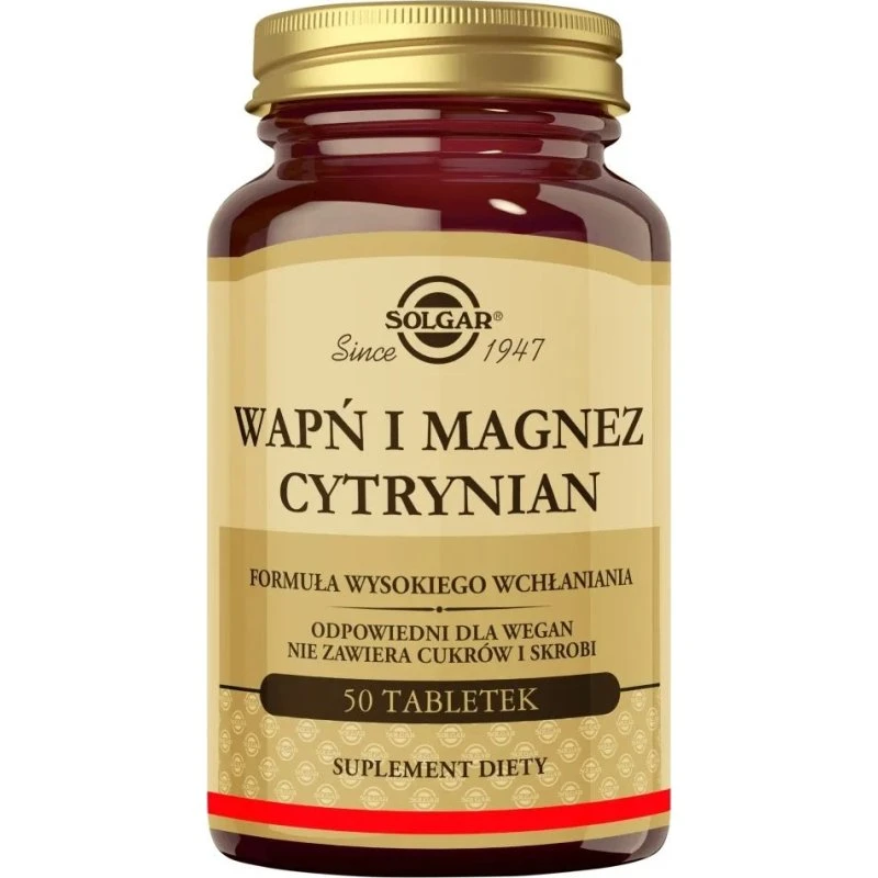 Solgar Wapń i Magnez Cytrynian, 50 tabletek