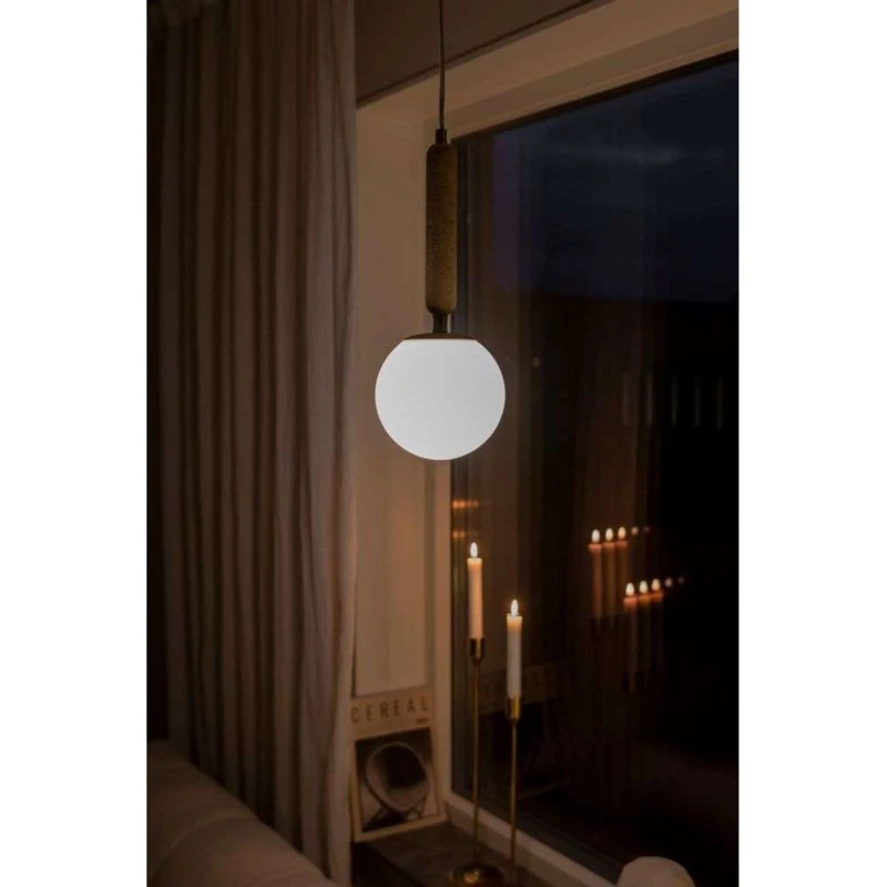 Globen Lighting Lampa wisząca Torrano 15 cm, beżowy trawertyn i szkło