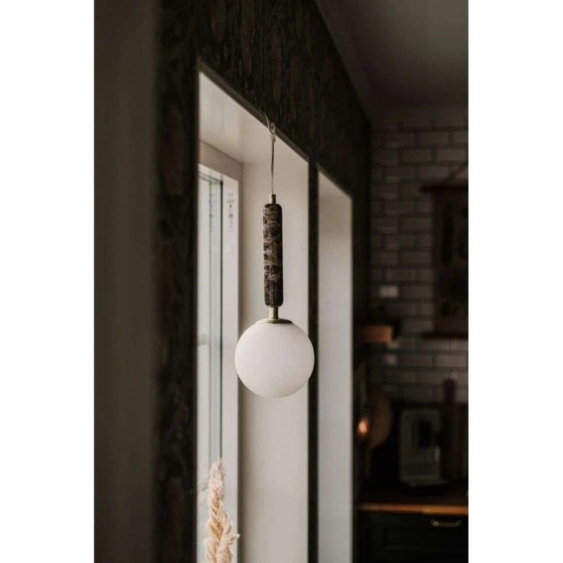 Globen Lighting Torrano 15 Lampa wisząca brązowa, szkło i marmur