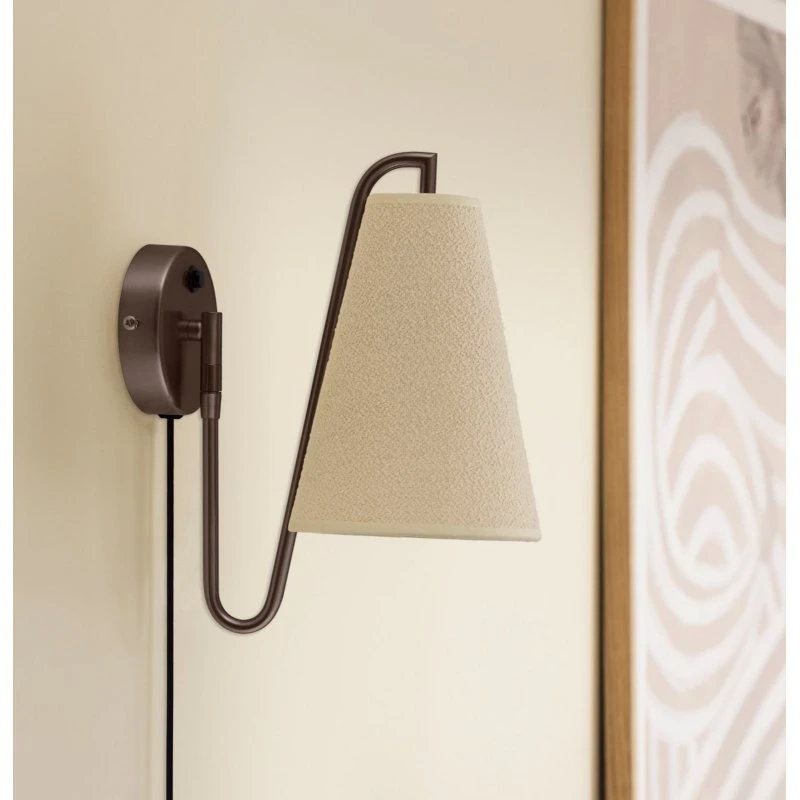 Globen Lighting lampa ścienna Lou, brązowo-biała, Ø 14 cm