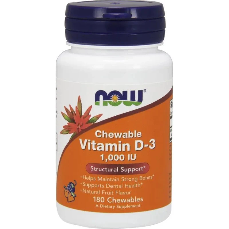 Now Foods Witamina D3 1000 IU do żucia, 180 tabletek