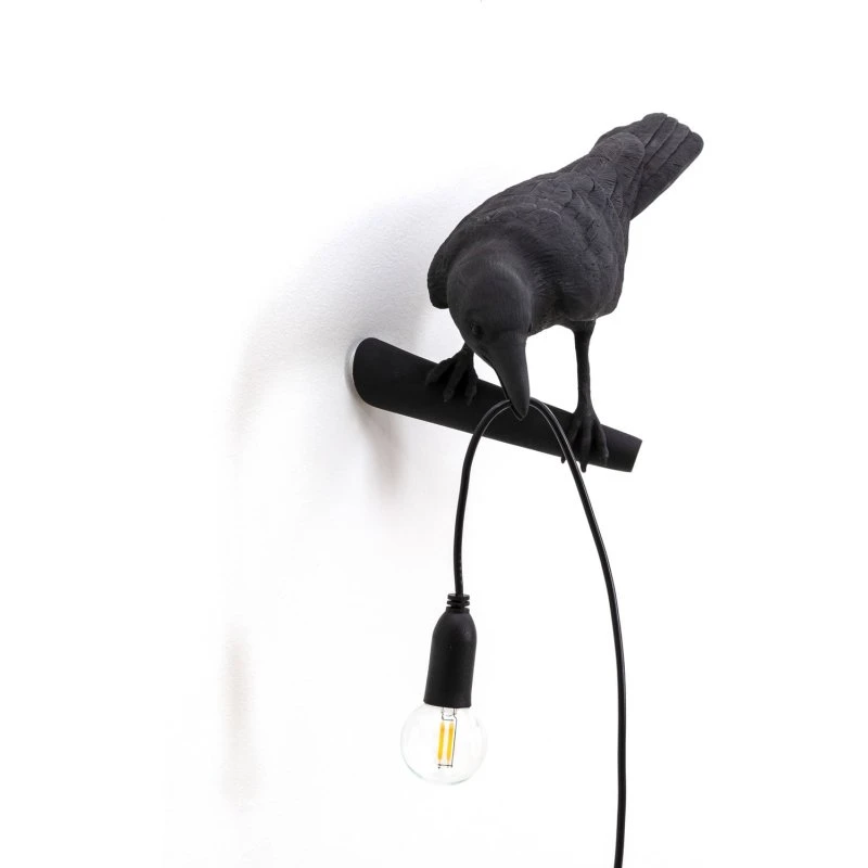 Seletti Bird Lamp Looking Left - Lampa Ścienna Czarna