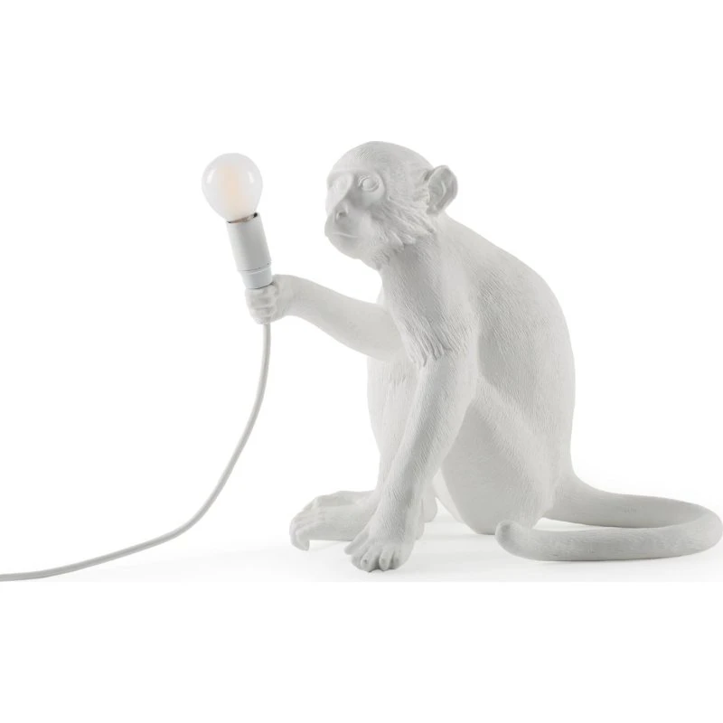 Seletti Monkey Lamp Biała - Siedząca Figura Małpy