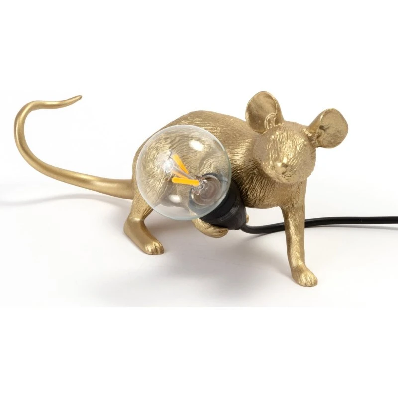 Seletti Mouse Lamp Lop Lying Down - Lampa Stołowa Złota