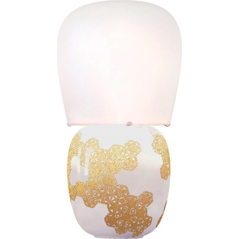 KDLN Lampa stołowa Hive, biała, ceramika i szkło, 47 cm