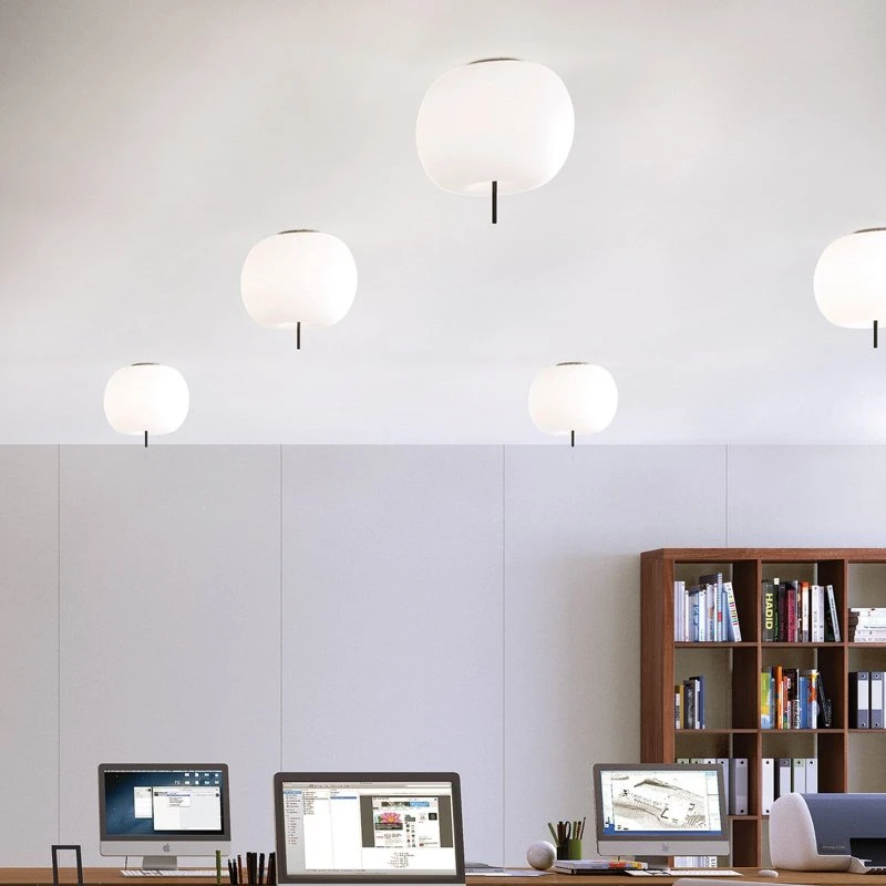 kdln Lampa sufitowa Kushi, czarno-biała, Ø 33 cm, szkło