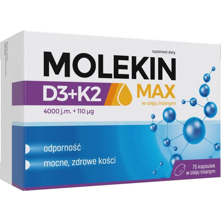 Molekin D3+K2 MAX w oleju lnianym, 75 kapsułek