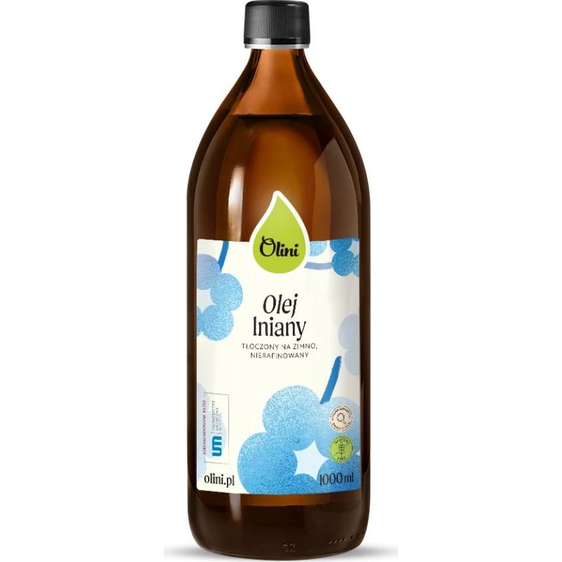 Olini Olej lniany 100ml, tłoczony na zimno, nierafinowany