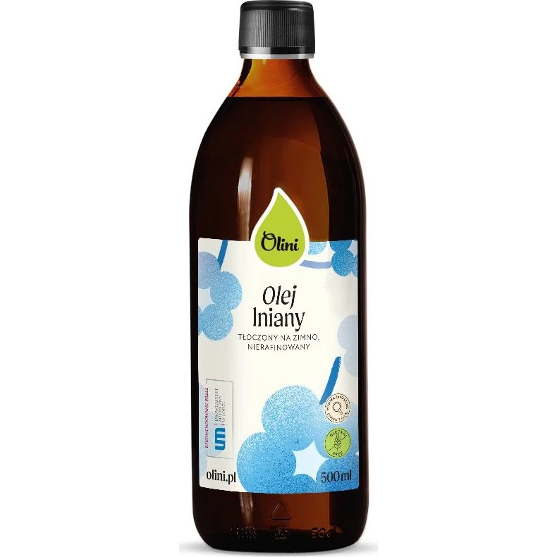 Olini Olej lniany tłoczony na zimno, nierafinowany, 500ml