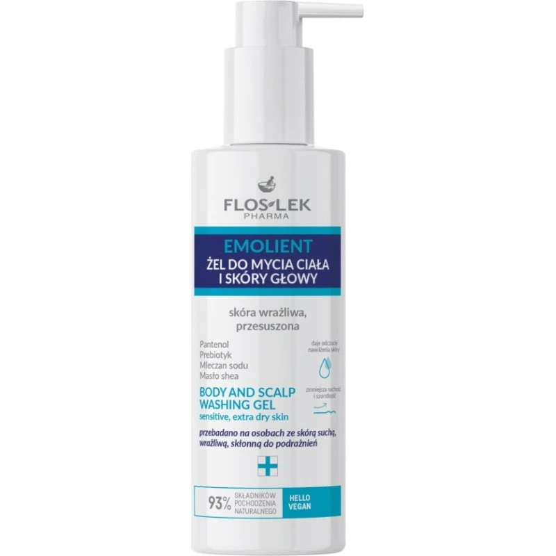 Floslek Emolient żel do mycia ciała i skóry głowy 175ml