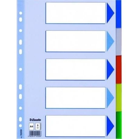 Esselte Przekładki PP A4 5 kolorów
