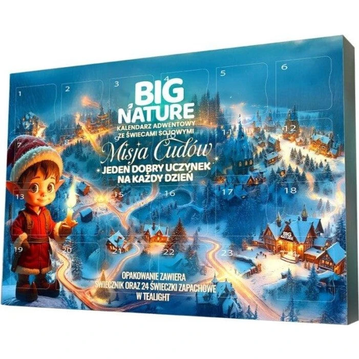 Big Nature Misja Cudów Kalendarz Adwentowy: 24 świece sojowe i świecznik