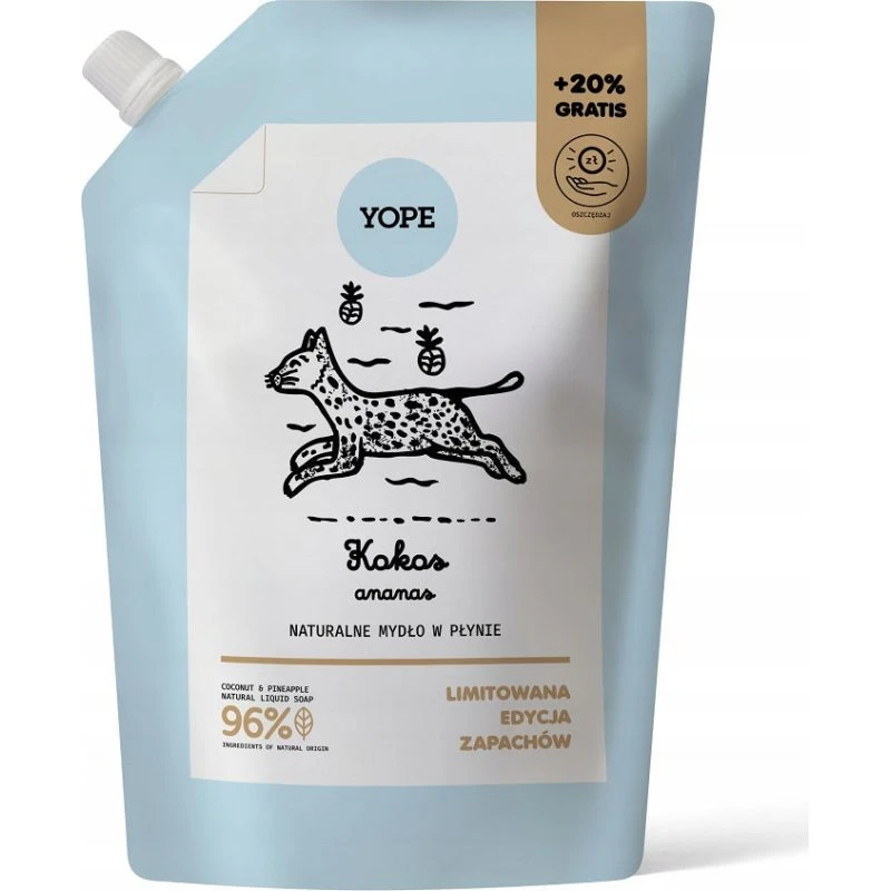 Yope Naturalne mydło w płynie refill Kokos & Ananas 600ml