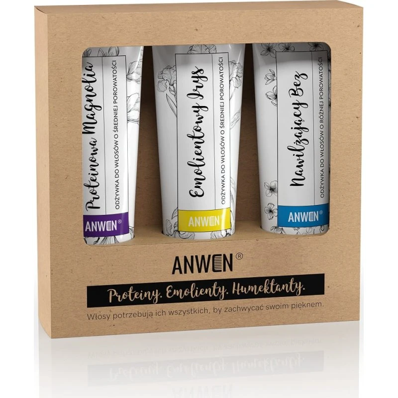 Anwen Zestaw Odżywek dla Włosów Średnio Porowatych (3x100ml)