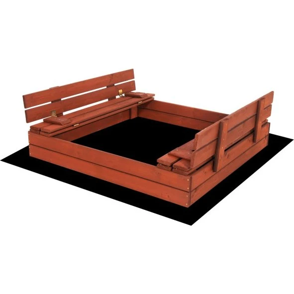 Drewniana piaskownica zamykana 120x120 cm z ławkami i plandeką