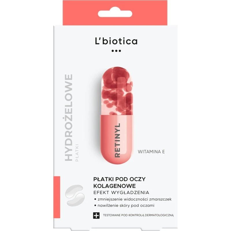 L'biotica Kolagenowe płatki pod oczy przeciwzmarszczkowe, 3 pary