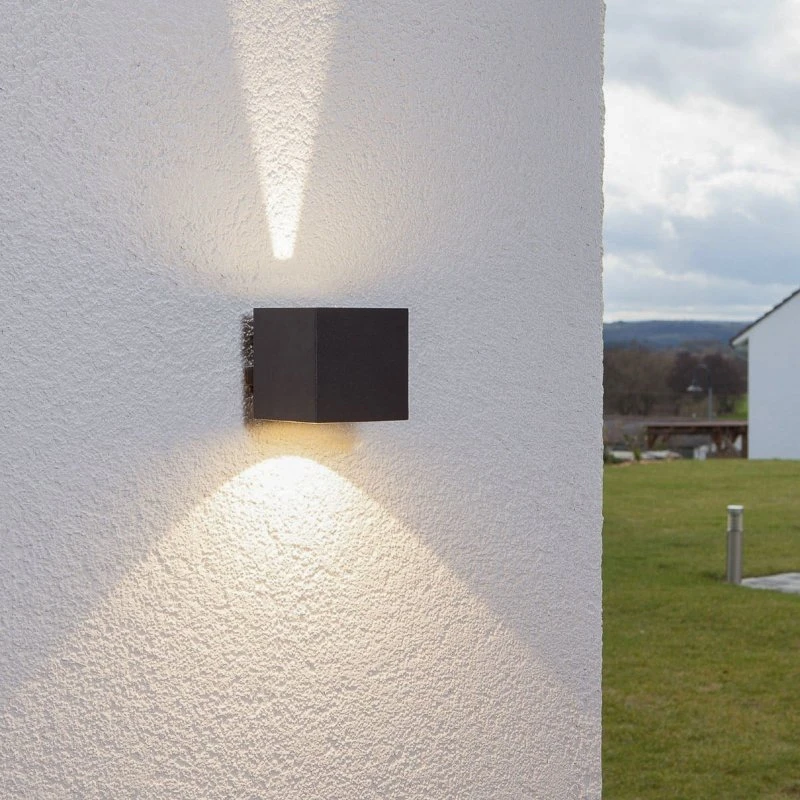 Lucande Kinkiet zewnętrzny LED Jarno, antracyt, metal, 9 cm