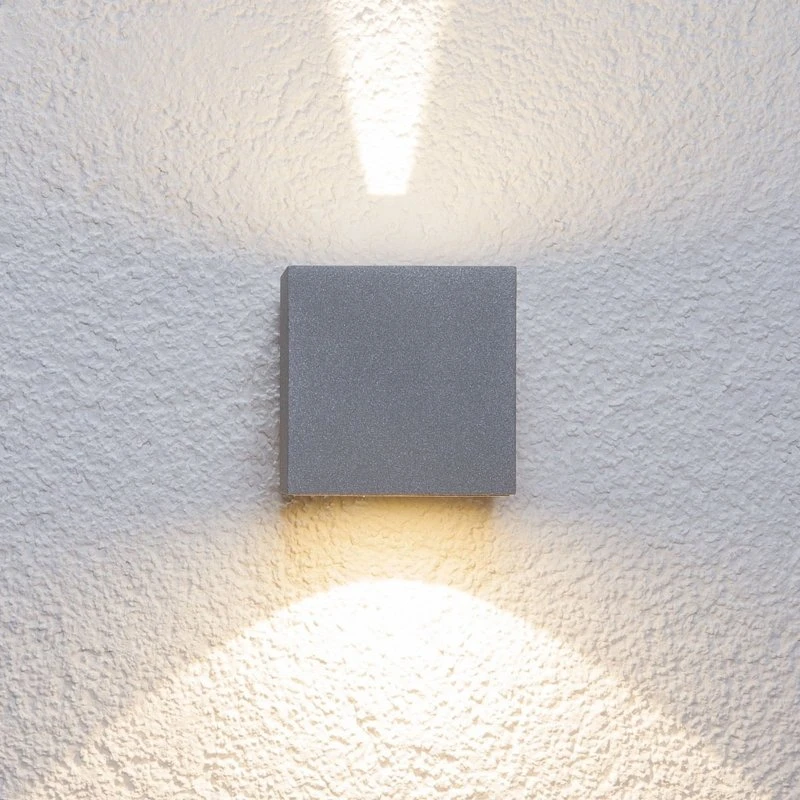 Lucande Kinkiet zewnętrzny LED Jarno, srebrny, metal, 9cm