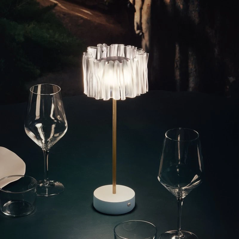 Slamp Accordéon Battery Lampa Stołowa LED Biała