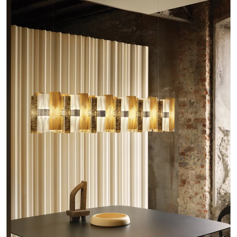 Slamp La Lollo Żyrandol LED, złoty, 140 cm