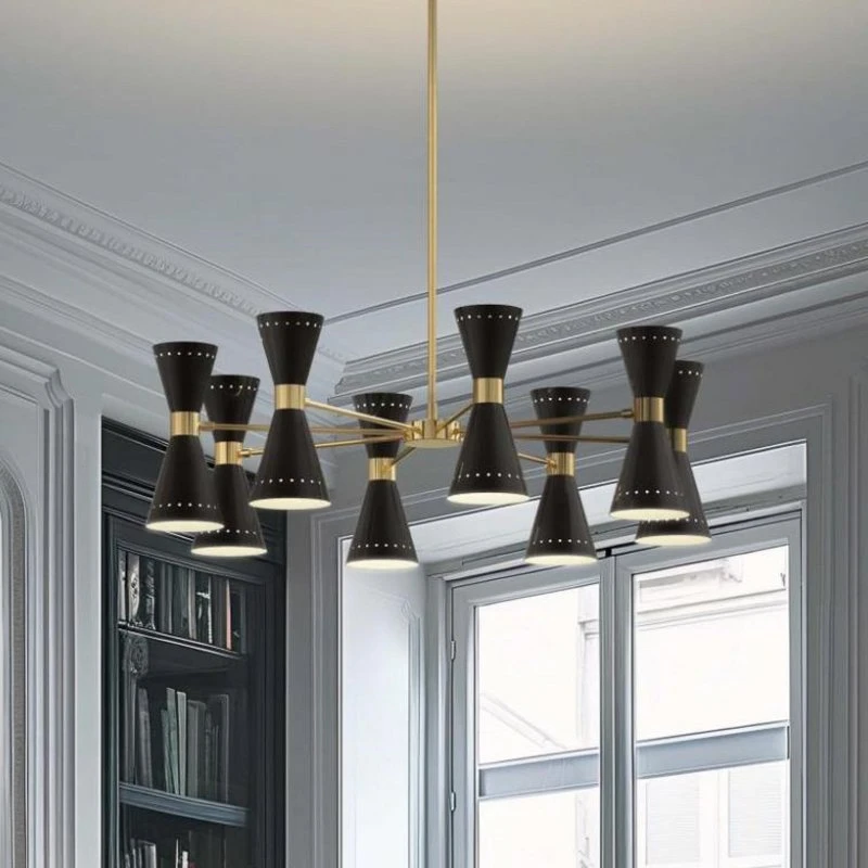 Lampa wisząca Stilnovo Megafono, czarna, Ø 100 cm, 16-punktowa