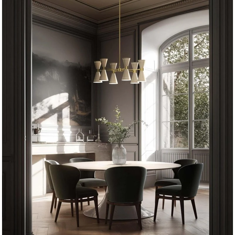 Lampa wisząca Stilnovo Megafono, Ø 100 cm, kość słoniowa