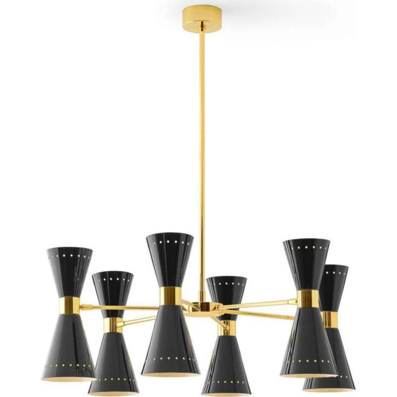 Lampa wisząca Stilnovo Megafono, 80 cm, czarna, 12-punktowa