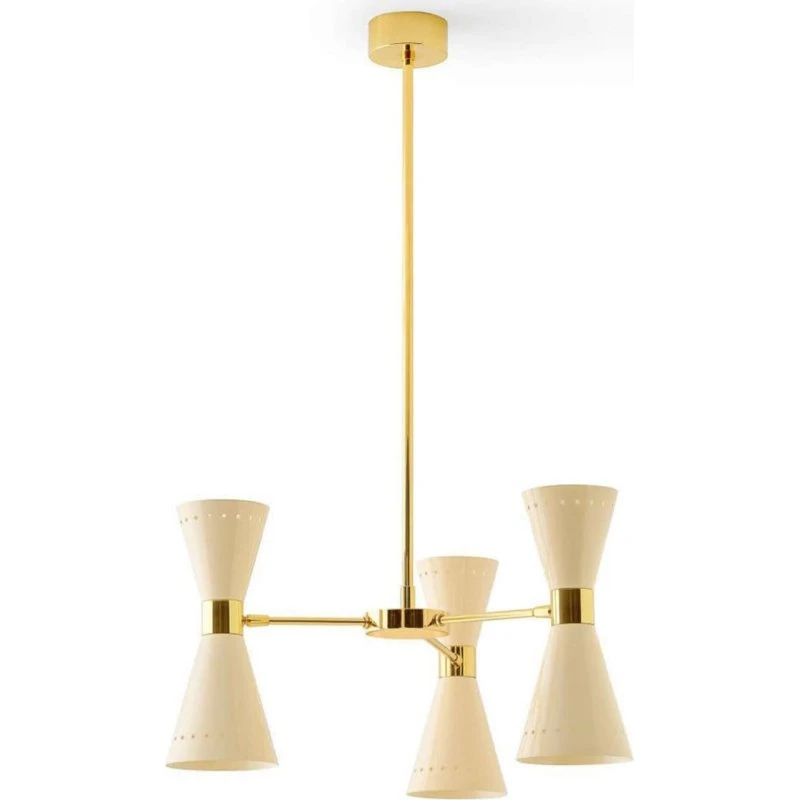 Lampa wisząca Stilnovo Megafono, kość słoniowa, 54 cm, 6-punktowa