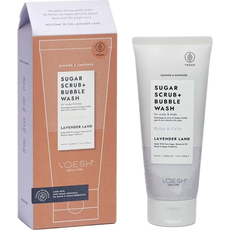VOESH Sugar Scrub + Bubble Wash Lavender Land 210g