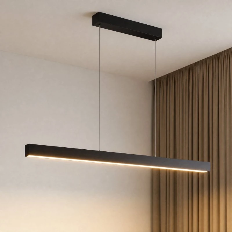 Lucande Mylosh Żyrandol LED 150 cm, czarny, CCT, ściemniany