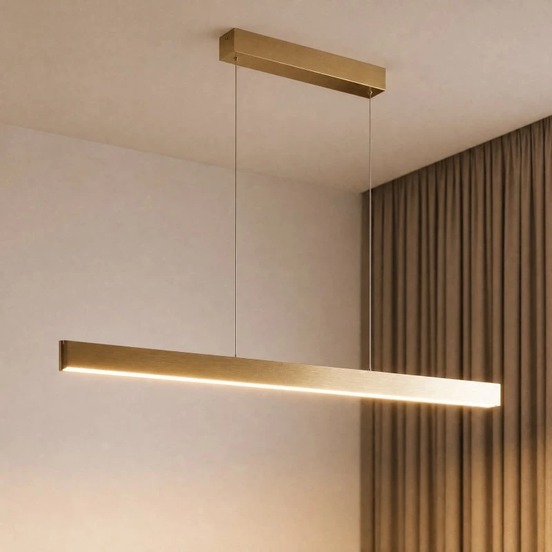 Lucande Mylosh Żyrandol LED 150 cm, złoty, CCT, ściemniany