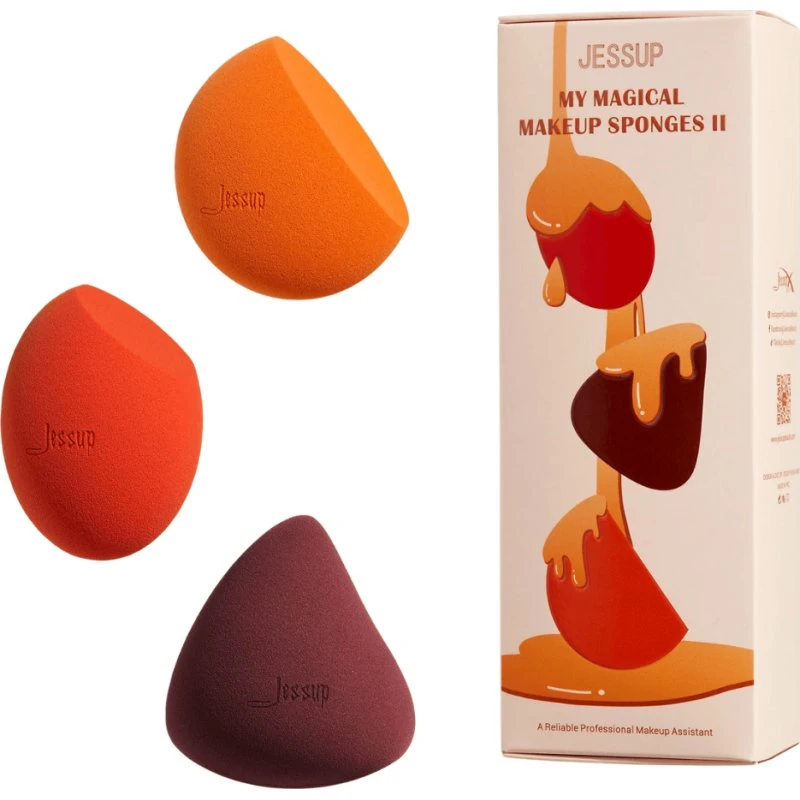Jessup My Magical Makeup Sponges II - zestaw 3 gąbek, brąz i pomarańcz