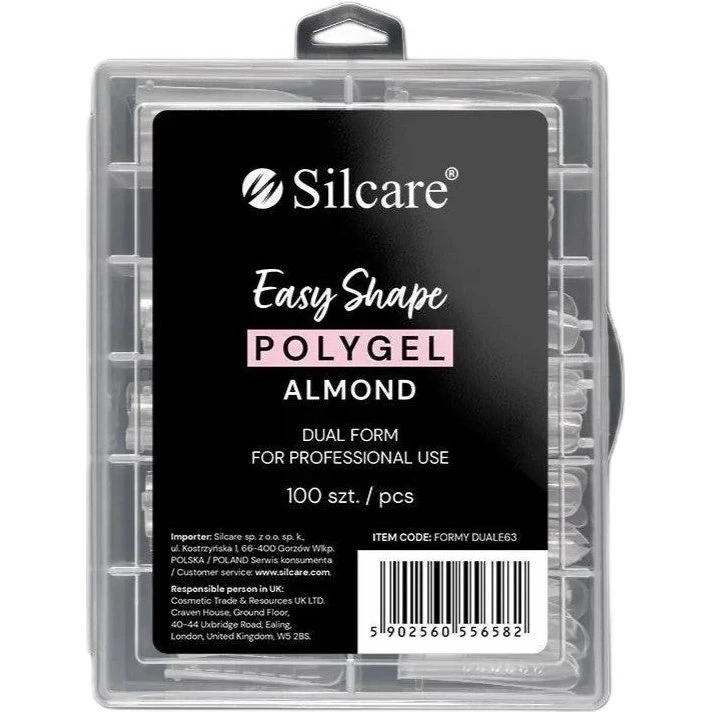 Silcare Easy Shape Polygel formy Dual Almond Clear 100 szt.