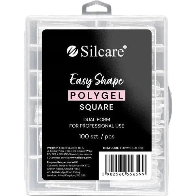 Silcare Easy Shape Polygel formy Dual Square Clear 100 szt.