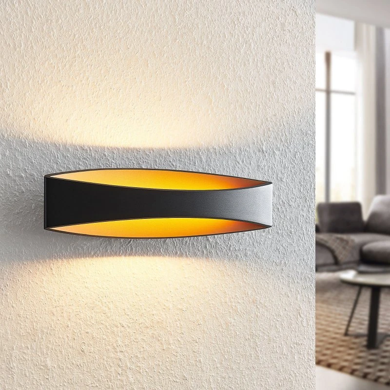 Arcchio Kinkiet LED Jelle 44 cm – Czarny/Złoty (Góra/Dół)