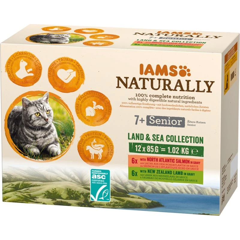 IAMS Naturally Senior Land & Sea Collection - Karma mokra dla kotów